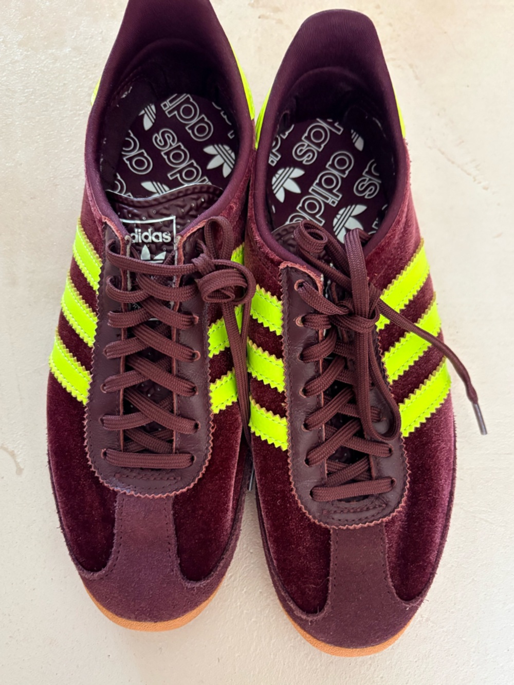 Adidas SL72 Maroon & Neon Yellow Retro Sneakers